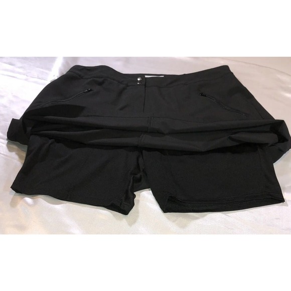 TravelSmith Skorts Black Flare Zipper Pockets Elastic Waist Womens Size L - Picture 3 of 11